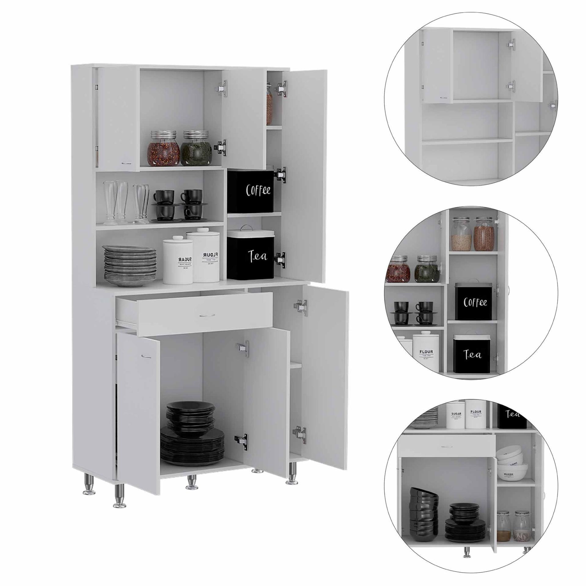 Helis 90 Pantry Double Door Cabinet, One Drawer, Two One Door Cabinet ...